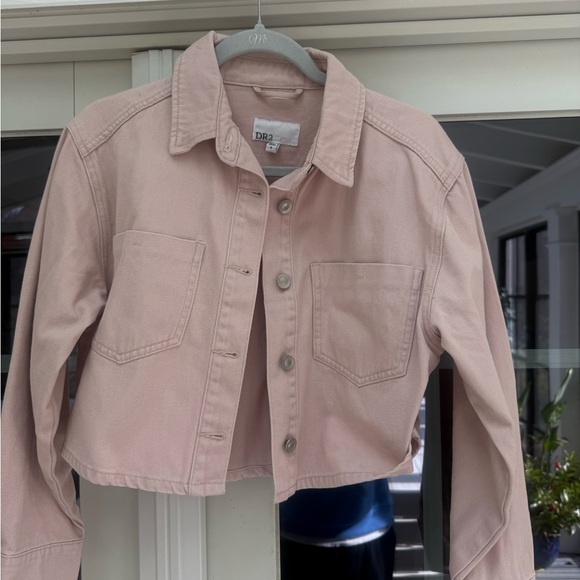 DR2 Cropped Denim Jacket - Sz small; soft pink  NWOT - Picture 2 of 6